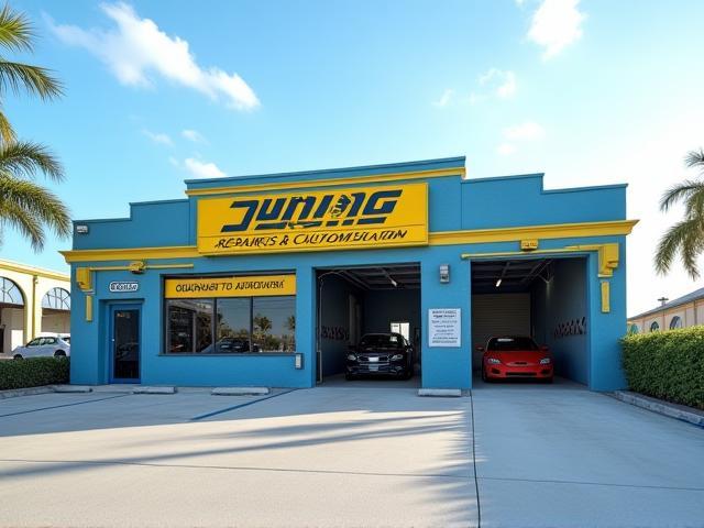 Exterior view of Tino Automotive shop in Riviera Beach